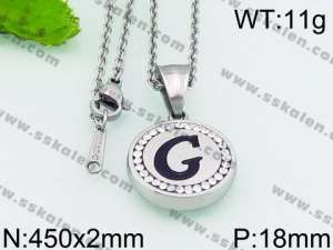 Stainless Steel Stone & Crystal Necklace - KN27258-K