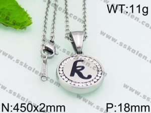 Stainless Steel Stone & Crystal Necklace - KN27262-K