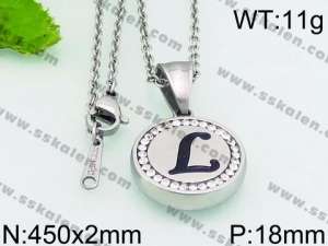 Stainless Steel Stone & Crystal Necklace - KN27263-K