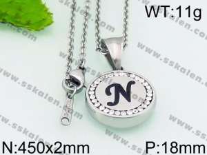 Stainless Steel Stone & Crystal Necklace - KN27265-K