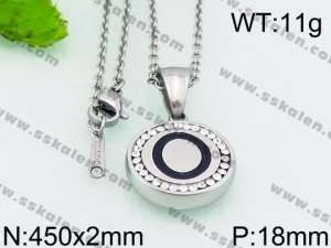 Stainless Steel Stone & Crystal Necklace - KN27266-K