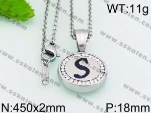 Stainless Steel Stone & Crystal Necklace - KN27270-K