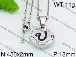 Stainless Steel Stone & Crystal Necklace - KN27272-K