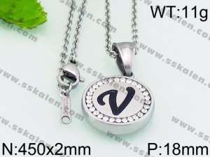Stainless Steel Stone & Crystal Necklace - KN27273-K