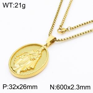 Angel Charm Pendant With 60cm Chain Men and Wome Stainless Steel Necklace Gold Color - KN281734-KL