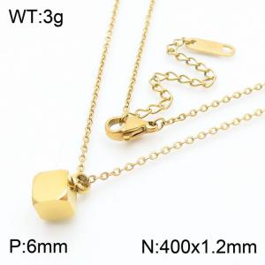 Square Charm Pendant With 40cm Chain Women Stainless Steel Necklace Gold Color - KN281757-KL