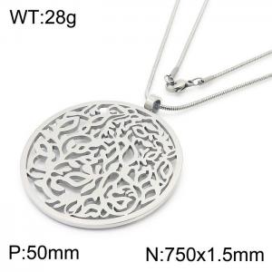 Hollow pattern pendant stainless steel necklace - KN281765-KC