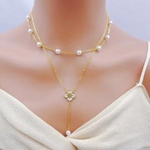 SS Gold-Plating Necklace - KN281851-WGJL