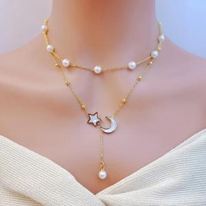 SS Gold-Plating Necklace - KN281853-WGJL