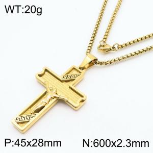 High Quality Religious Jewelry Lord Prayer Catholic Christ Jesus Cross Necklace Stainless Steel Pendants For Men - KN281872-KL