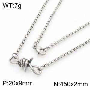 2*450mm Retro safe square pearl stainless steel necklace for men and women - KN281884-Z