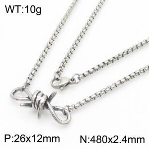 2.4*480mm Retro safe square pearl stainless steel necklace for men and women - KN281885-Z