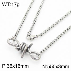 3*550mm Retro safe square pearl stainless steel necklace for men and women - KN281886-Z