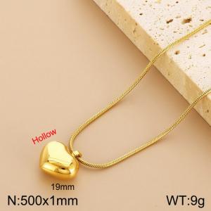Personalized Love Hollow Pendant Stainless Steel Gold Snake Chain Necklace - KN281896-K