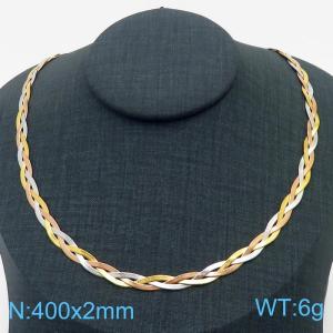 400x2mm Stainless Steel Braided Herringbone Necklace for Women - KN281942-Z