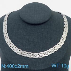 400x2mm Stainless Steel Braided Herringbone Necklace for Women Silver - KN281954-Z
