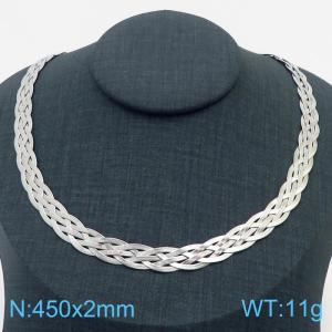 450x2mm Stainless Steel Braided Herringbone Necklace for Women Silver - KN281955-Z