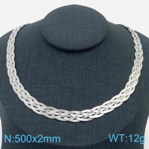 500x2mm Stainless Steel Braided Herringbone Necklace for Women Silver - KN281956-Z