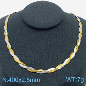 400x2.5mm Stainless Steel Braided Herringbone Necklace for Women - KN281960-Z