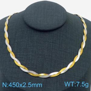 400x2.5mm Stainless Steel Braided Herringbone Necklace for Women - KN281961-Z