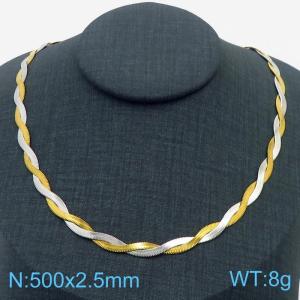 500x2.5mm Stainless Steel Braided Herringbone Necklace for Women - KN281962-Z