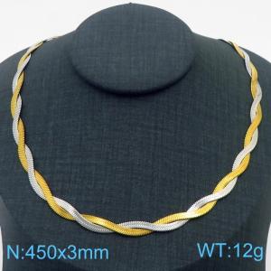 450x3mm Stainless Steel Braided Herringbone Necklace for Women - KN281982-Z