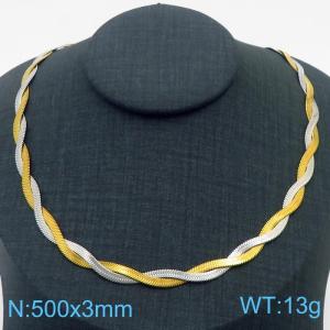 500x3mm Stainless Steel Braided Herringbone Necklace for Women - KN281983-Z