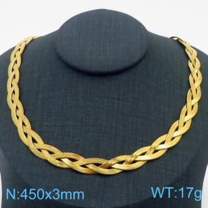 450x3mm Stainless Steel Braided Herringbone Necklace for Women Gold - KN281994-Z