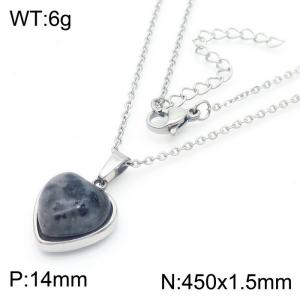 Inlaid Love Ink Stone Pendant Steel Stainless Steel Necklace - KN282026-Z
