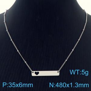 Hollow heart-shaped long pendant steel stainless steel necklace - KN282033-Z