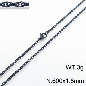 600x1.8mm Black Plated Link Chain Necklace Stainless Steel Rope Chain Necklace Jewelry - KN282050-Z