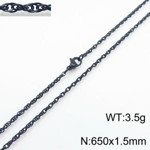 650x1.8mm Black Plated Link Chain Necklace Stainless Steel Rope Chain Necklace Jewelry - KN282051-Z