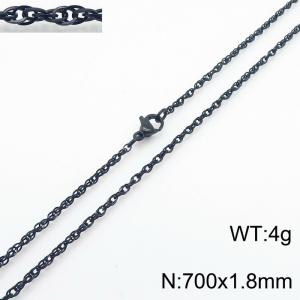 700x1.8mm Black Plated Link Chain Necklace Stainless Steel Rope Chain Necklace Jewelry - KN282052-Z