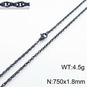 750x1.8mm Black Plated Link Chain Necklace Stainless Steel Rope Chain Necklace Jewelry - KN282053-Z