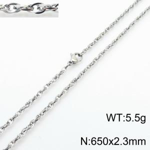 650x2.3mm Link Silver Chains Wholesale Necklace Stainless Steel Rope Chain Necklace Jewelry - KN282079-Z