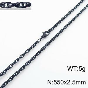 550x2.8mm Black Plated Link Chain Necklace Stainless Steel Rope Chain Necklace Jewelry - KN282091-Z