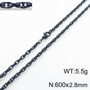 600x2.8mm Black Plated Link Chain Necklace Stainless Steel Rope Chain Necklace Jewelry - KN282092-Z