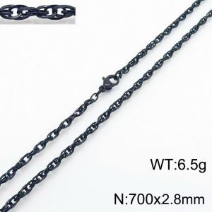 700x2.8mm Black Plated Link Chain Necklace Stainless Steel Rope Chain Necklace Jewelry - KN282094-Z