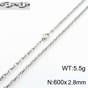 600x2.8mm Link Silver Chains Wholesale Necklace Stainless Steel Rope Chain Necklace Jewelry - KN282099-Z