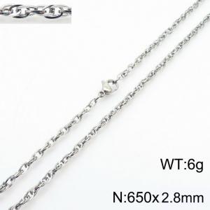 650x2.8mm Link Silver Chains Wholesale Necklace Stainless Steel Rope Chain Necklace Jewelry - KN282100-Z