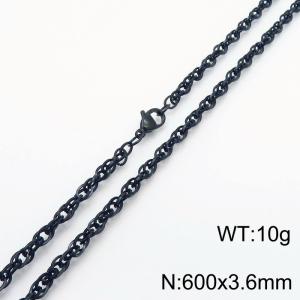 600x3.6mm Fashion Stainless Steel Necklace Black - KN282113-Z