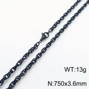 750x3.6mm Fashion Stainless Steel Necklace Black - KN282116-Z