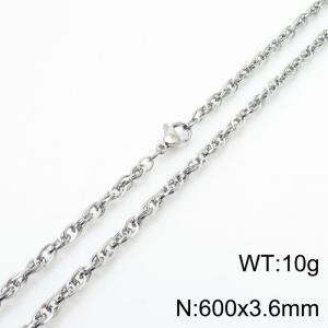 600x3.6mm Fashion Stainless Steel Necklace Silver - KN282120-Z