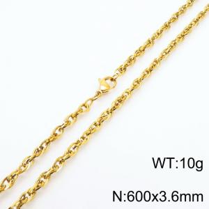 600x3.6mm Fashion Stainless Steel Necklace Gold - KN282127-Z