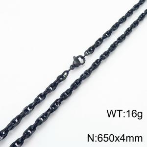 650x4mm Fashion Stainless Steel Necklace Black - KN282135-Z