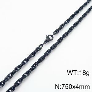 750x4mm Fashion Stainless Steel Necklace Black - KN282137-Z