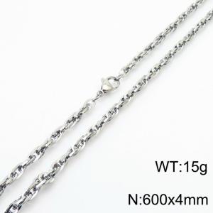600x4mm Fashion Stainless Steel Necklace Silver - KN282141-Z