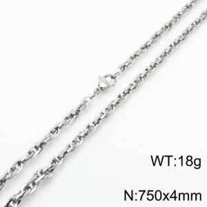 750x4mm Fashion Stainless Steel Necklace Silver - KN282144-Z