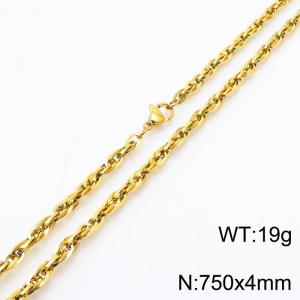 750x4mm Fashion Stainless Steel Necklace Gold - KN282151-Z