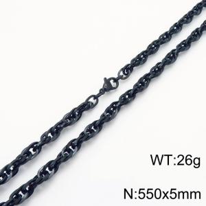 550x5mm Fashion and personalized Stainless Steel Polished Necklace Color Black - KN282154-Z